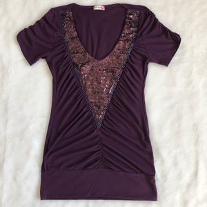 Body Central Purple Sequin Top